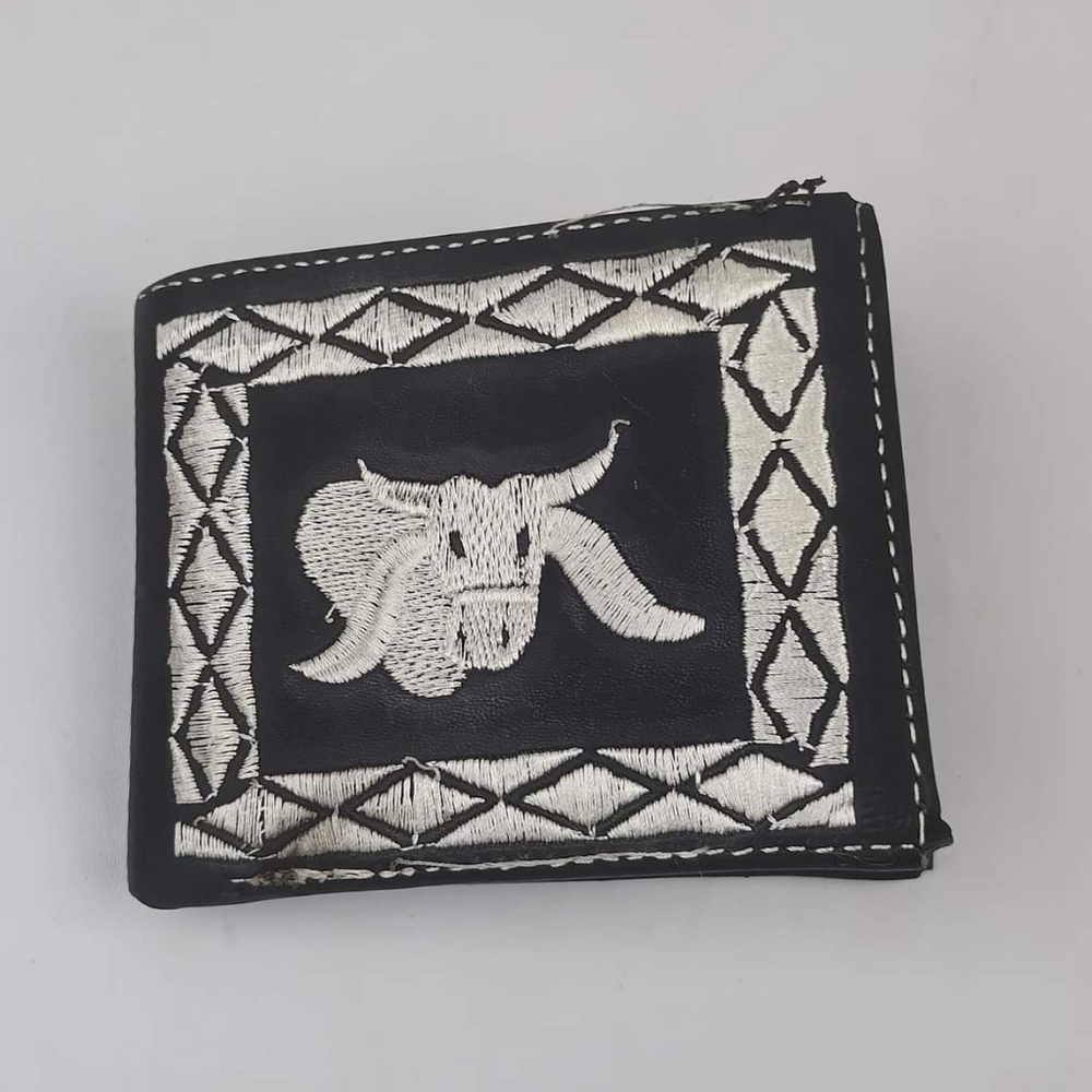 Men's western ‎ Embroidered  genuine leather Handmade Cowboy Rodeo Wallet .